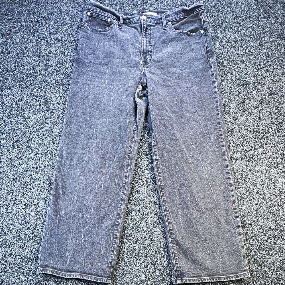 Madewell Women’s Gray Denim Wide-Leg Mid Rise Stretch 5-Pocket Jeans 33